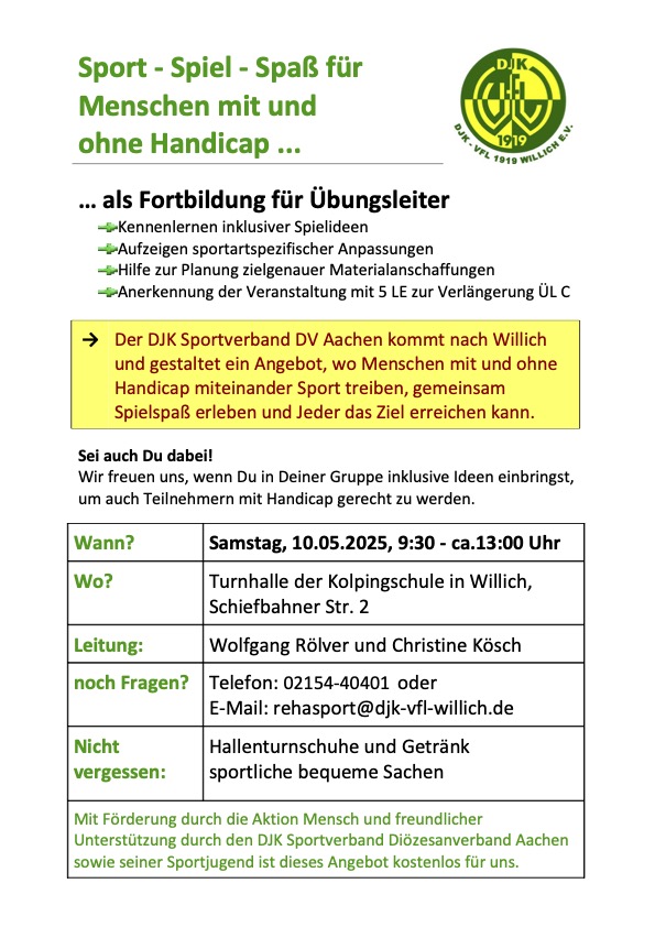 SSS inklusives Angebot DJK Aachen ÜL